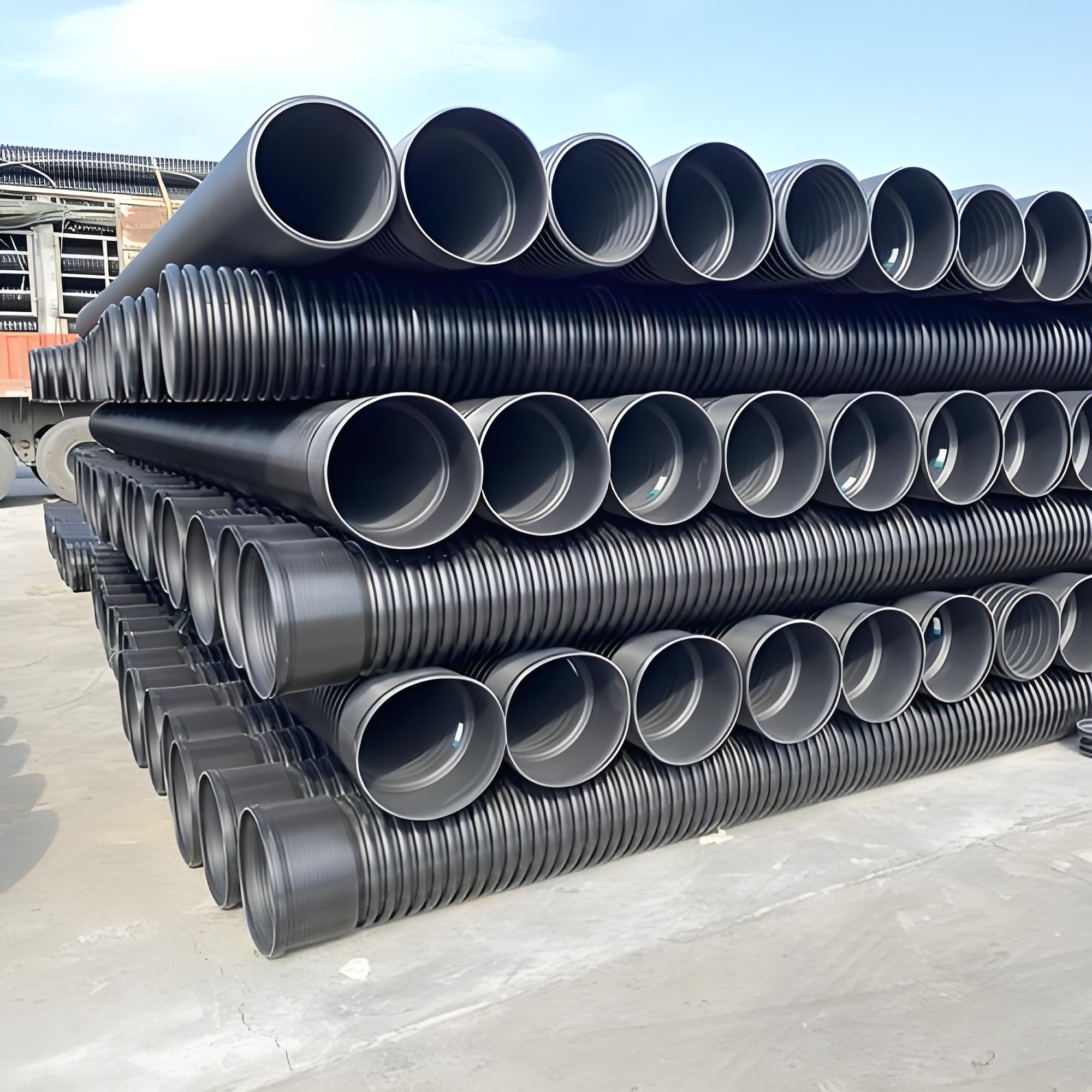 Изготовленный на заказ размер HDPE гофрированная черная полиэтиленовая пластиковая трубка прочная дренажная труба для дождевой воды