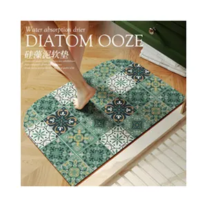 Customized AMZ Hot sale Designed high quality bath mats Antiskid Water Absorbent Rubber Back Diatom Mud Bathroom Floor Mat