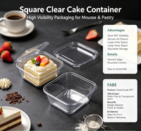 Boîte d'emballage alimentaire transparente en PET de qualité alimentaire, épaisseur 2 mm, avec couvercle, modèle CF-03, pour pâtisserie, gâteau, pain, dessert