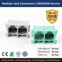 Connecteur modulaire JISJACK 2 ports RJ11 RJ45 à montage sur circuit imprimé, prise réseau femelle pour systèmes de télécommunications, OEM ODM