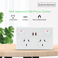 Interruptores de doble polo con enchufes AU, toma de corriente con carga rápida PD de 20W, interruptor doble, toma de pared GPO de 10A con doble USB-C