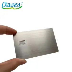 0.8mm Blank Brushed Metal Credit Emv Chip Slot Card With Magnetic Stripe