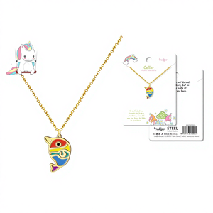 Collana Nina in Acciaio Placcato Oro con Catena Geometrica Leggera e Trendy con Diamanti, Perle e Zirconi dalla Cina per Feste o Regali - Product Image 1