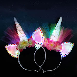 Bandeau de <span class=keywords><strong>licorne</strong></span> lumineux à LED pour enfants et adultes, design brillant et fantaisie, pour les fêtes et les festivals. - Product Image 4
