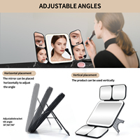 Lighted Magnifying Makeup Mirror 30X/10X/5X/1X Magnification Rechargeable Foldable Trifold Design 3 Color Adjustable Brightness
