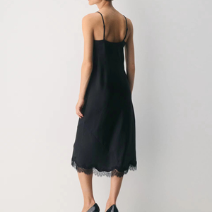 Ladies' Elegant Black Satin <b>Lace</b> Dress Factory Customized High Quality Casual Wear - Product Image 6