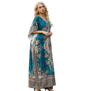Livraison gratuite Nouvelle tunique d'été pour femmes Dashiki avec broderie florale Grande taille Coupe ample pour les vacances à la plage - Product Image 5