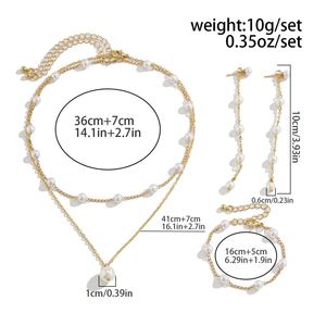 Conjunto de Collar de Perlas con Baño de Oro y Colgante de Concha Blanca para Mujer, Regalos para Bodas y Fiestas - Product Image 3
