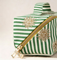 Pochette de maquillage personnalisée en tissu, sac de rangement portable de luxe pour voyage, brodée, pour pinceaux de maquillage