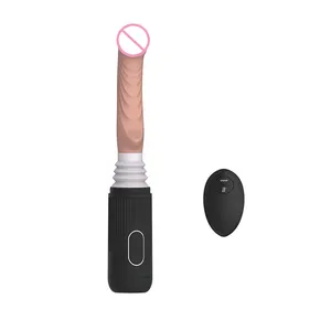 Mesin mainan seks untuk wanita, Vibrator Dildo elektrik otomatis getaran kuat teleskopik