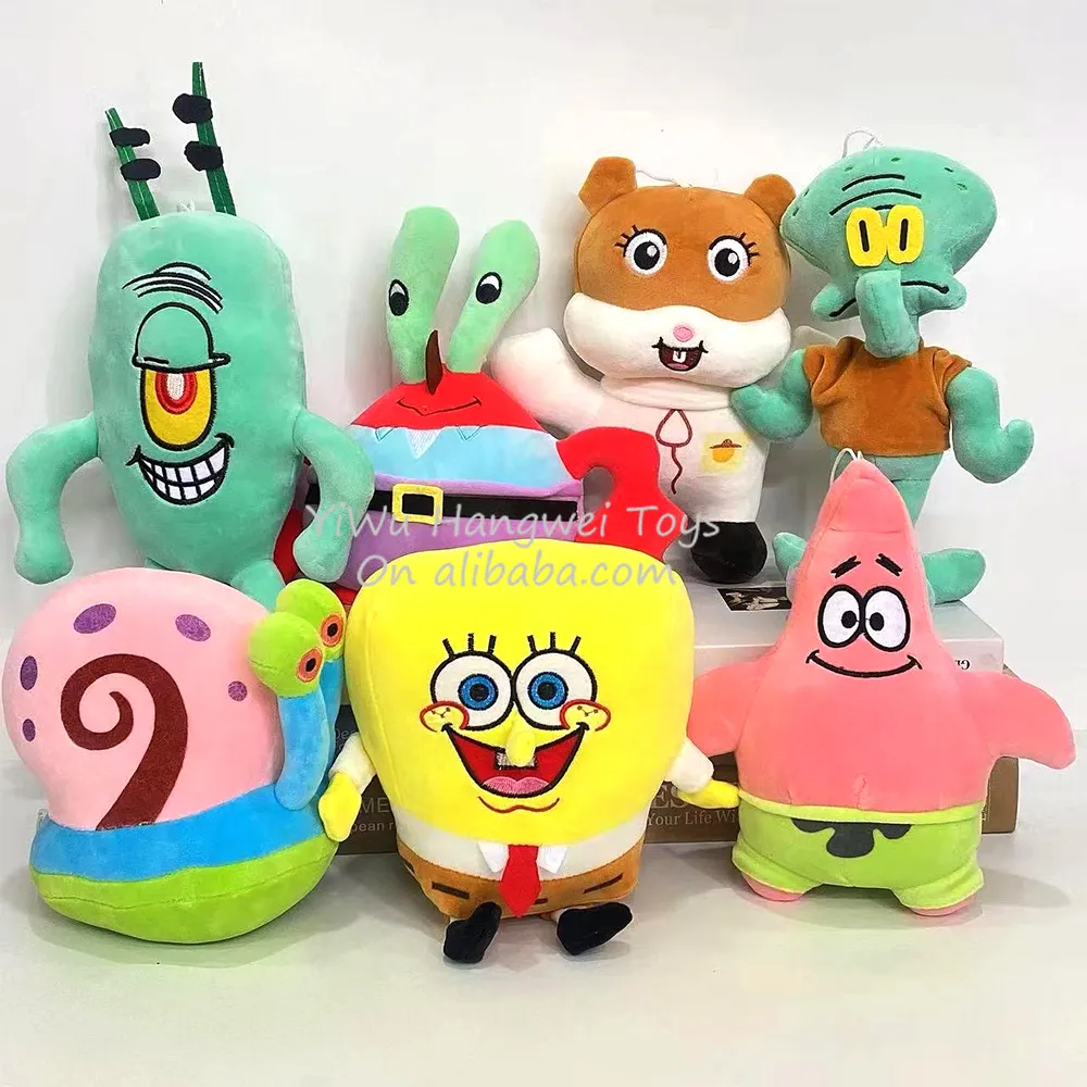 Commercio all'ingrosso della fabbrica 20-30cm Spongebobes peluche Patrick Star Squidward Gary Krab 8 pollici imbottito anime peluche ciondolo