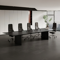 Table de conférence rectangulaire noire moderne, grande table de réunion de bureau pour 8 à 10 personnes