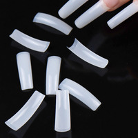 Lq76 Faux ongles longs carrés français extra longs courbés en C, demi-couverture