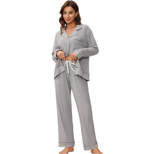 Set Pigiama Donna Personalizzato con Logo, Morbido, a Maniche Lunghe, in Maglia, con Bottoni, 2 Pezzi, Abbigliamento <span class=keywords><strong>da</strong></span> <span class=keywords><strong>Notte</strong></span> e Loungewear - Product Image 6