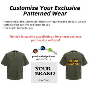 Camiseta Casual Vintage de Manga Corta con Cuello Henley, Estilo Batik, Lavada, de 325g, al por Mayor - Product Image 4