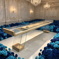 Table de jeu d'intérieur moderne avec pieds en verre cristal, surface de shuffleboard en verre pour villa, hôtel, divertissement à domicile, taille personnalisable