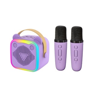 Mini Sistema de Karaoke con Dos Micrófonos de Mano, Luces LED y Soporte para Tarjeta TF para Entretenimiento Familiar - Product Image 2