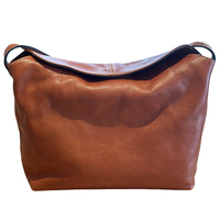 Tas Selempang Kulit Sapi Asli Vintage Wanita, Tas Kurir Kulit Nabati Logo Kustom, Tas Tote Kapasitas Besar