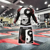 Ensembles de rashguards à manches courtes personnalisés en polyester et élasthanne extensibles pour MMA et BJJ avec votre propre logo