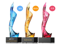 Trophée personnalisé en cristal K9 bleu poli et gravé, écologique, haut de gamme, pour cadeaux d'affaires et artisanat