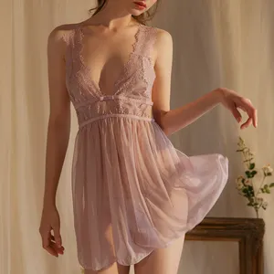Multicolor Sexy Girls Sleepwear Luxury Lace Womens Summer Nightgowns With Underwear
