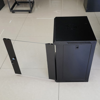 Armoire réseau murale en acier 12U 19 pouces, porte en verre trempé noir, profondeur 400 mm, taille personnalisée disponible en stock