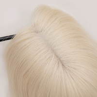 Topper Blonde à Clipser en Soie pour Femme, Base en Soie 6*7, Topper Mono Lace pour Femmes, Cheveux Humains Vierges Bruts Européens Russes, Toupet