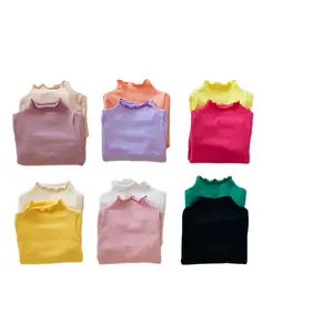 Wholesale Spot Girls Long Sleeve T-Shirt Plus Thick Wooden Ear Edge Warm T-Shirt Bottom Shirt