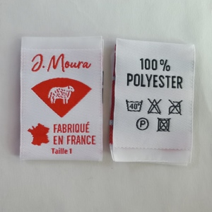 YH-haute densité conception personnalisée marque Logo impression tissé étiquette vêtement tissu privé fer sur étiquettes pour fabricant de vêtements - Product Image 6