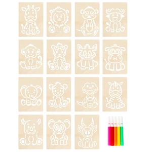 Mainan Papan Gambar Montessori Stensil Lukisan Hewan Kartun Pena Doodle Berlubang Mainan Edukasi Latihan untuk Anak Laki-laki Perempuan - Product Image 6