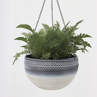Leizisure Vente directe d'usine Jardinières suspendues en plastique rustique Panier Rotin Pot de plantes de jardin Boule ronde Macetas Para Plantas
