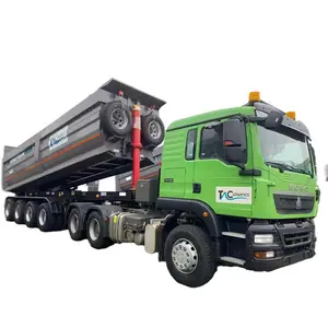 Merek Laoli 3 AS tambang dumper sisi Tipper/belakang Dumper Semi Trailer 50-100ton dump truck untuk dijual