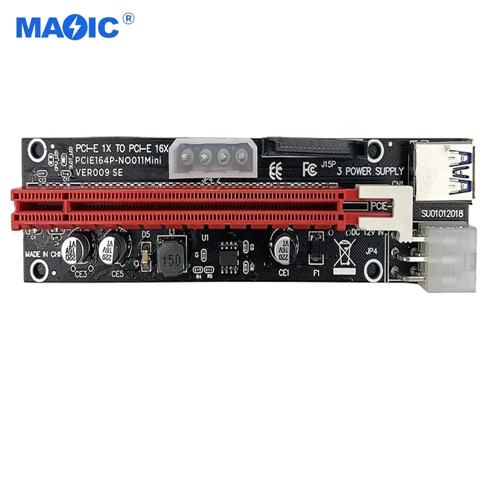 승진 새로운 미니 PCI E 카드 Ver 009SE 블랙 1X ~ 16X 그래픽 카드 확장 케이블 라이저 카드 USB3.0 골드 헤드