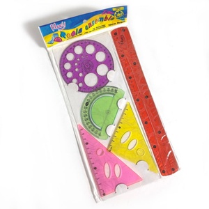 Nuevos Productos, Juego de Reglas de Geometría de Plástico Transparente Flexible y Resistente a los Golpes de 12 Pulgadas, Multicolor, 5 Piezas, Juego de Reglas Suaves de 5 Piezas - Product Image 1