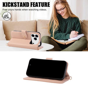 <span class=keywords><strong>Coque</strong></span> de téléphone en cuir à <span class=keywords><strong>rabat</strong></span> commerce extérieur pour Apple 17promax IPhone16 15 13 14 nouvelle poignée de téléphone en matériau PU incluse - Product Image 4