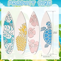 Nouvelle Décoration Murale Moderne Minimaliste en Bois Style Art Déco, Planche de Surf, Ananas et Fleur d'Hibiscus, pour Plage d'Été, Idée Cadeau