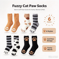 Chaussettes douces et épaisses en forme de patte de chat pour femmes et hommes, chaussettes d'intérieur pour l'hiver, vente en gros