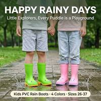 Bottes de pluie mi-mollet pour enfants, motif animaux mignons (grenouille, panda), entièrement étanches, semelle antidérapante, en PVC brillant, pour tout-petits