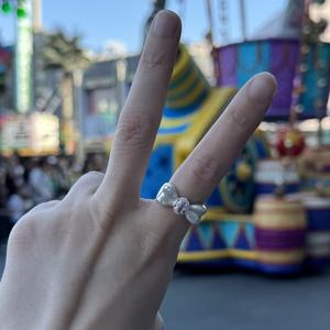 แหวนเงินแท้ S925 ดีไซน์หวานแหวว รูปโบว์ประดับเพชรชมพู รูปดาว ดีไซน์เฉพาะ แหวนแฟชั่นแบบเปิด ดีไซน์เรียบหรู - Product Image 4