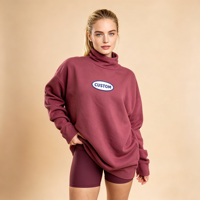 Sweat-shirt oversize à col montant pour femme et adolescente, coupe courte, manches longues, décontracté, hiver 2026
