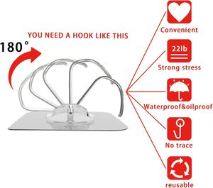 Wholesale Wholesale Transparent Acrylic <b>Hook</b> Stainless Steel Adhesive - Product Image 5