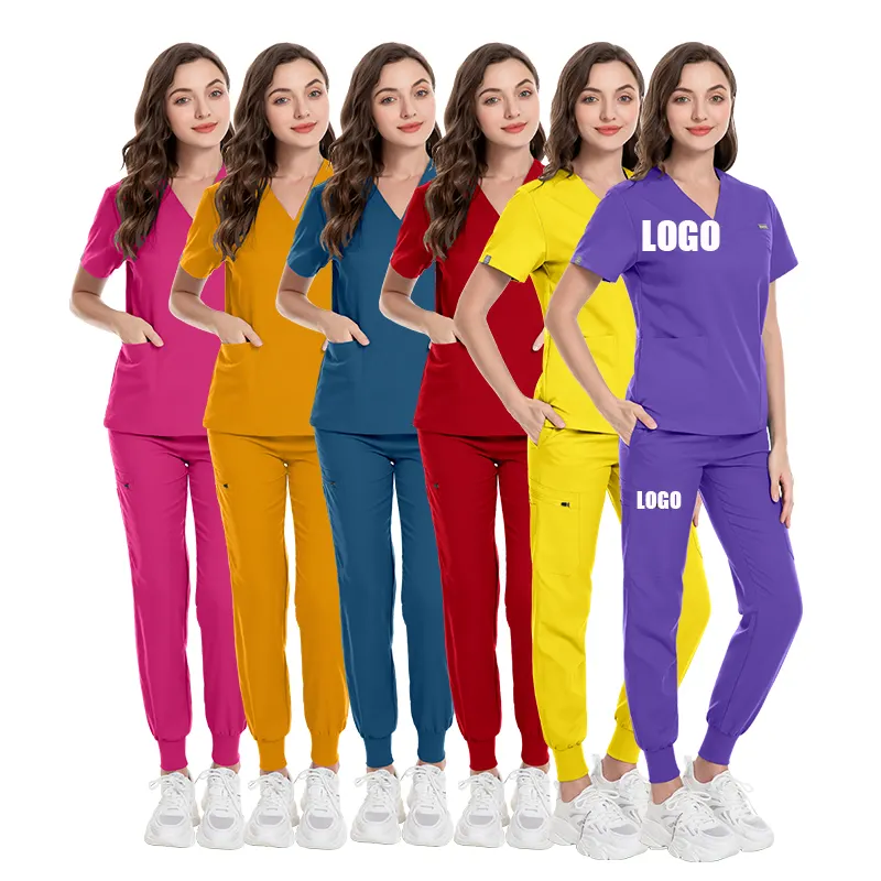 Scrubs Medical Uniform Women and Man Set Medical Scrubs Top and Pants Women's Scrub Sets Pockets