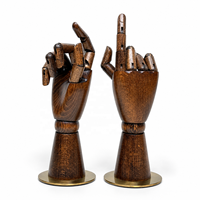 Mannequin main en bois avec base métallique et articulations mobiles, 27 cm, pose debout pour présentation de bijoux et de lunettes de soleil