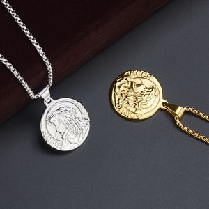 Couronne d'épines Bible verset collier en or pour hommes bijoux chrétiens en acier inoxydable prière jésus pièce médaille pendentif collier - Product Image 4