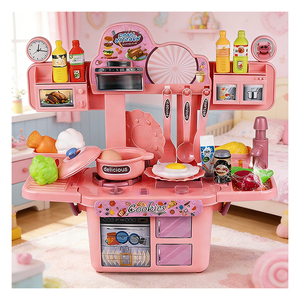 <b>Kids</b> Kitchen Toy Center Pretend Chef <b>Workbench</b> Refrigerator Faucet Cupboard Utensils Educational Growth Parent Child Bonding - Product Image 4
