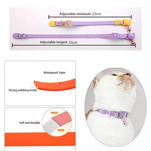 Correa de goma recubierta con logotipo personalizado, <span class=keywords><strong>collar</strong></span> de seguridad ajustable para gatos, pequeño, impermeable, de silicona, PVC, con campana, disponible - Product Image 4