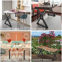 Pieds de table en alliage d'aluminium creux en forme de X de 28 pouces - Design postmoderne, résistants à la rouille, pour tables de café/bureau, usage en villa/hôpital