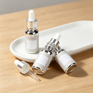 Botellas de Vidrio con Gotero Electrochapadas en Plata, Pipeta con Bulbo de Goma, Envase para Aceites Esenciales, Sueros y Cosméticos - Product Image 3