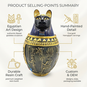 Antik Mısır Mitolojisi Reçine Çevre Dostu El Yapımı Heykel Evcil Hayvan Anıt <span class=keywords><strong>Urn</strong></span>'u Kedi Tanrıları Heykeli Kavanoz Tabut Köpek - Product Image 5