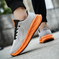 Chaussures de sport respirantes en mesh pour hommes, antidérapantes, semelle intermédiaire solide, semelle épaisse, lacets, style sportif décontracté, été, printemps, automne